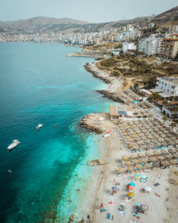 High angle view of beach