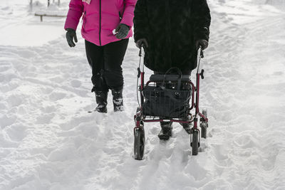 Low section of people walking