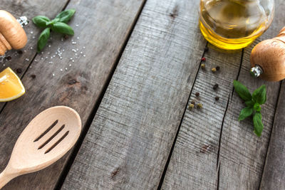 High angle view of food on table
