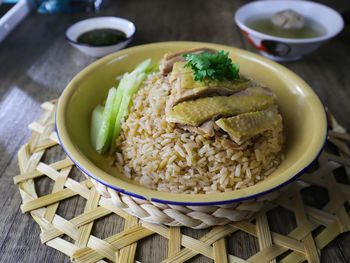 Close-up of food in plate on table