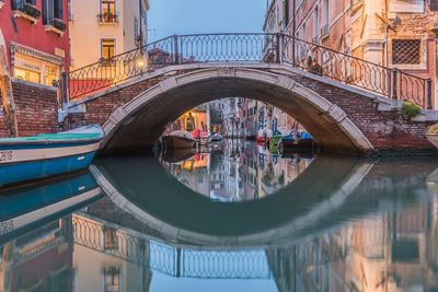 Reflection of bridge in canal