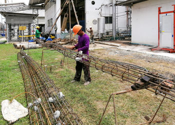 Man working on railroad track