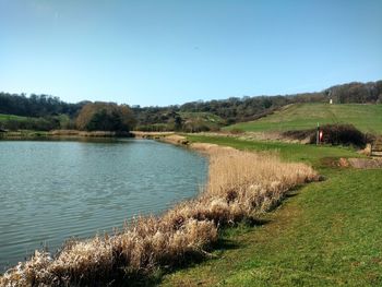 Scenic view of landscape against clear sky