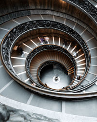 High angle view of spiral staircase