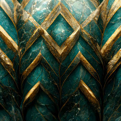 The natural pattern background in gold and teal color, digital generate image