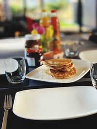 Close-up of tea served on table in restaurant