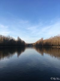 Scenic view of lake against sky