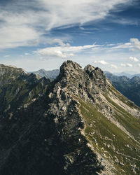 Scenic view of mountain range against sky