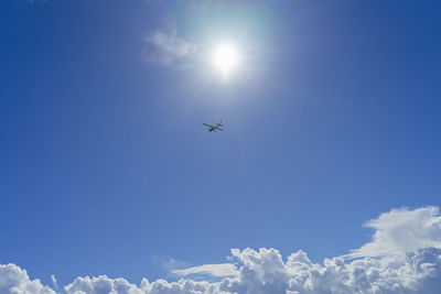 Low angle view of airplane flying in sky