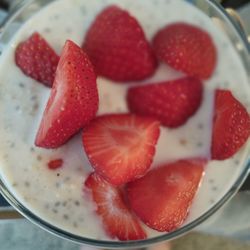 Close-up of strawberries on table