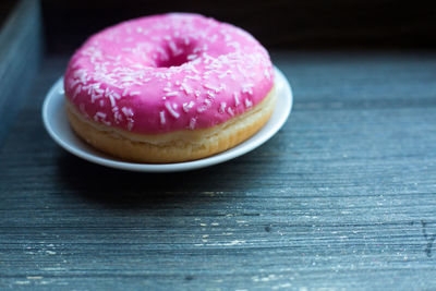 Close-up of donut on table