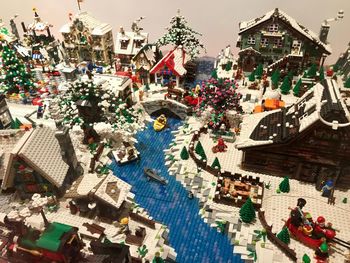 High angle view of people on christmas tree in city