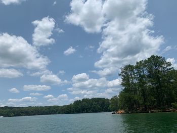 Scenic view of river and trees against sky