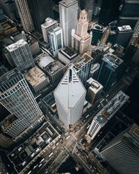 High angle view of modern buildings in city