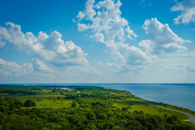 Scenic view of sea against cloudy sky