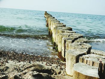Scenic view of sea against clear sky