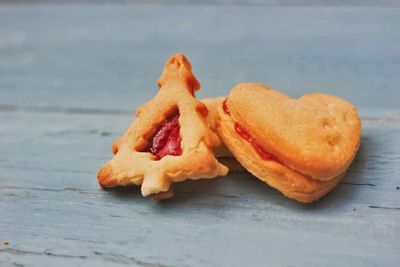 Close-up of christmas cookies on table