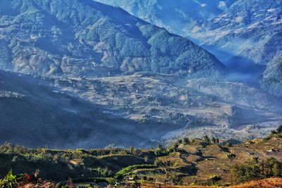 Scenic view of landscape and mountains