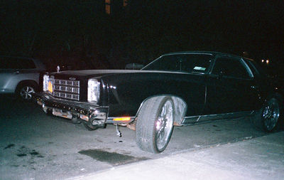 Vintage car at night