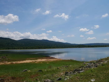 Scenic view of lake against sky