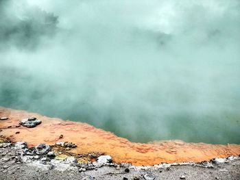 Smoke emitting from lake