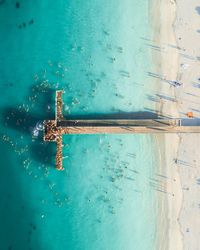 High angle view of boat in sea