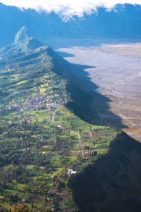 High angle view of agricultural landscape