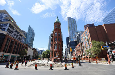 Low angle view of buildings in city