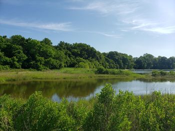 Scenic view of lake against sky