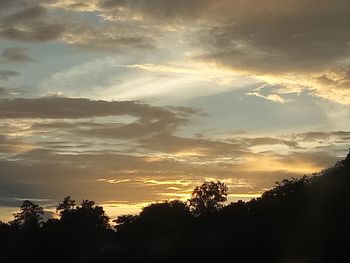 Low angle view of silhouette trees against sky during sunset