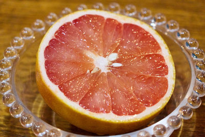High angle view of grapefruit on table