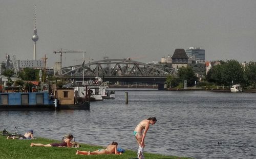 View of river with buildings in background