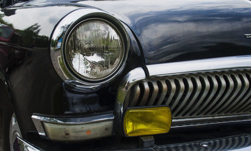 Close-up of car headlight