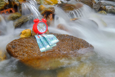 Water splashing on rocks