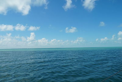 Scenic view of sea against blue sky