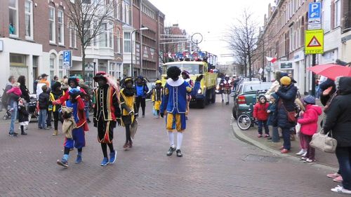 People walking on city street