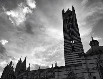 Low angle view of church against cloudy sky