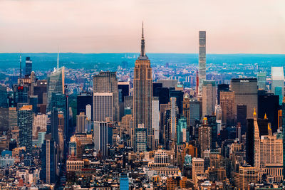 High angle view of city at waterfront