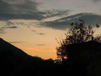 Low angle view of silhouette trees against sky during sunset