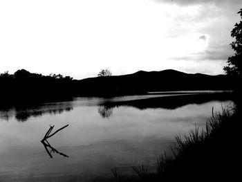 Scenic view of calm lake at sunset