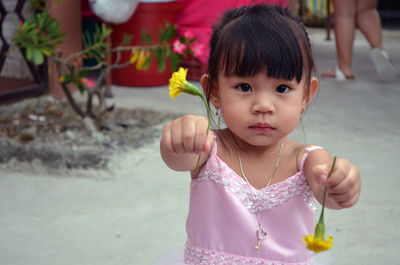 Close-up portrait of cute girl