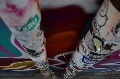 High angle view of drink on table