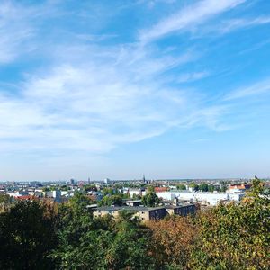 High angle view of townscape against sky