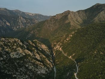 Scenic view of mountain range against sky