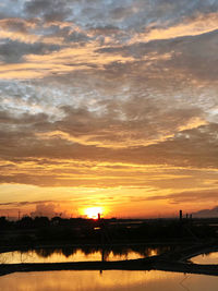 Scenic view of sunset over lake