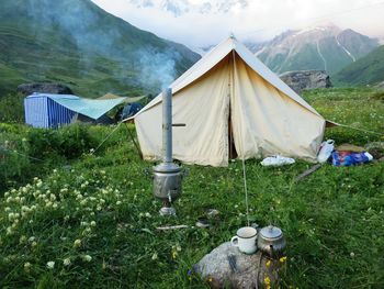 Tent in mountains