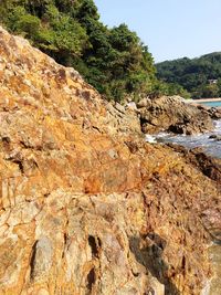 Scenic view of rocks against sky