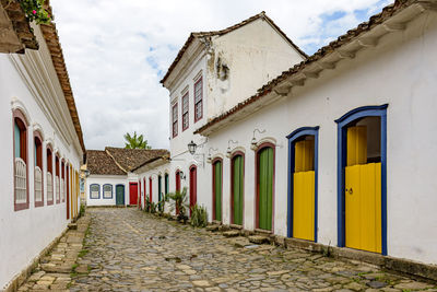 Colorful facades of old colonial-style houses on the streets of the city of paraty on rio de janeiro