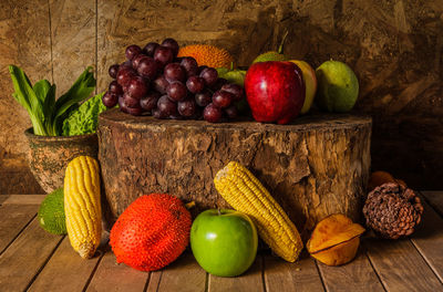 Fruits and vegetables on table