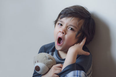 Portrait of cute boy at home